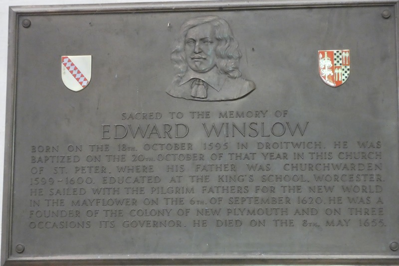 Edward Winslow plaque, St Peter's Church, Droitwich (2017).