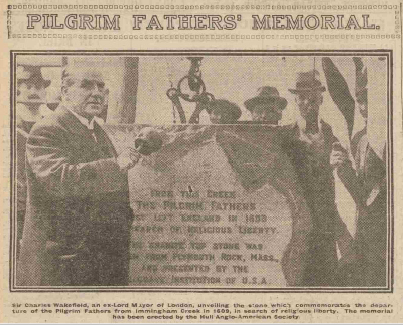 Pilgrim Fathers Memorial unveiling 1 - Leeds Mercury - Friday 01 August 1924, p16.png