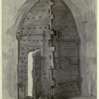 Old wooden door - St Botolph's Church, Boston - Charles Whymper
