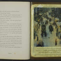 Concept art and excerpt of text from Disney's A Christmas Carol: The Book of the Film