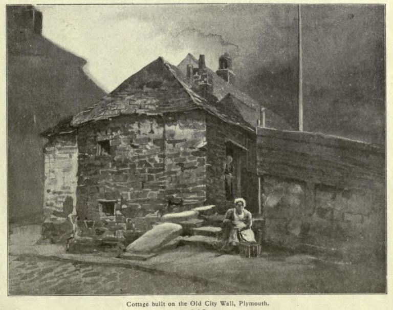 Cottage built on the Old City Wall, Plymouth.JPG